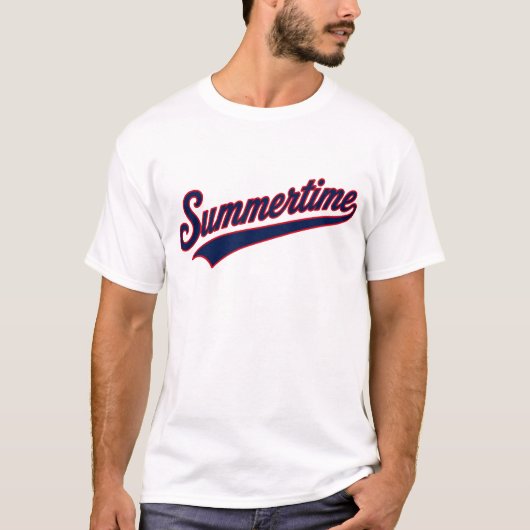 Zomer Retro Script Amerikaanse Vormgeving T-shirt (Voorkant)