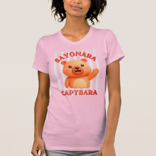 Zomer Retro Strepen SAYONARA CAPYBARA Leraar T-shirt