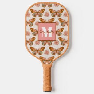 Zomer Retro Vlinder   Monogram Pickleball Paddle