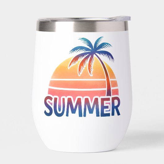 Zomer retro zonsondergang palmboom (Links)