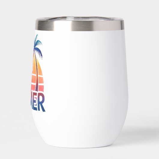 Zomer retro zonsondergang palmboom (Achterkant)