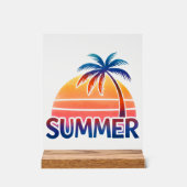 Zomer retro zonsondergang palmboom acryl bord (Voorkant)