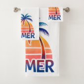Zomer retro zonsondergang palmboom bad handdoek (Insitu)