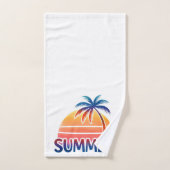 Zomer retro zonsondergang palmboom bad handdoek (Handdoek)
