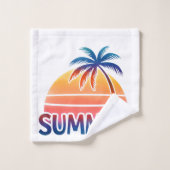 Zomer retro zonsondergang palmboom bad handdoek (Wasdoekje)
