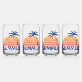 Zomer retro zonsondergang palmboom blikvorm glas (Voorkant)