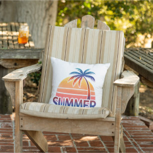 Zomer retro zonsondergang palmboom buitenkussen