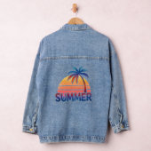 Zomer retro zonsondergang palmboom denim jacket (Hangar)