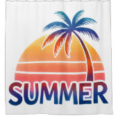 Zomer retro zonsondergang palmboom douchegordijn (Voorkant)