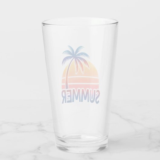 Zomer retro zonsondergang palmboom glas (Achterkant)