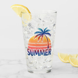 Zomer retro zonsondergang palmboom glas