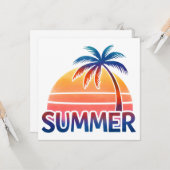 Zomer retro zonsondergang palmboom kaart (Voorkant / Achterkant in situ)