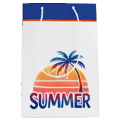 Zomer retro zonsondergang palmboom medium cadeauzakje (Voorkant)