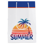 Zomer retro zonsondergang palmboom medium cadeauzakje (Achterkant)