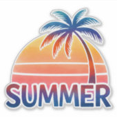Zomer retro zonsondergang palmboom sticker (Voorkant)