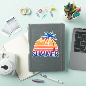 Zomer retro zonsondergang palmboom sticker (iPad Cover)