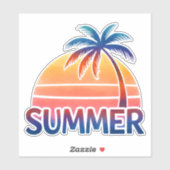 Zomer retro zonsondergang palmboom sticker (Vel)