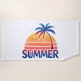 Zomer retro zonsondergang palmboom strandlaken