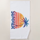Zomer retro zonsondergang palmboom strandlaken (Voorkant)