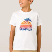 Zomer retro zonsondergang palmboom t-shirt (Voorkant)