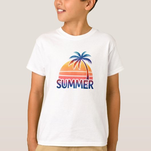 Zomer retro zonsondergang palmboom t-shirt (Voorkant)