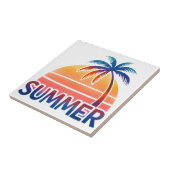 Zomer retro zonsondergang palmboom tegeltje (Zijkant)