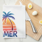 Zomer retro zonsondergang palmboom theedoek (Quarter Fold)