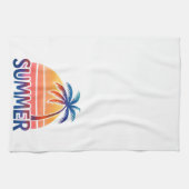 Zomer retro zonsondergang palmboom theedoek (Horizontaal)