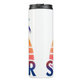 Zomer retro zonsondergang palmboom thermosbeker (Achterkant)