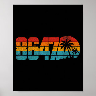 Zomer Retro Zonsondergang Vintage es Palm Bomen Poster