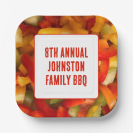 Zomer Reünie Levendige Foto BBQ Familie Picknick Papieren Bordje