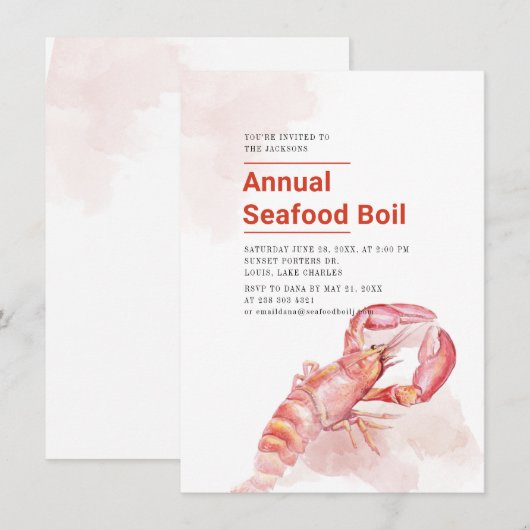 Zomer Rivierkreeft Zeebanket Kookfeest Kaart (Voorkant / Achterkant)