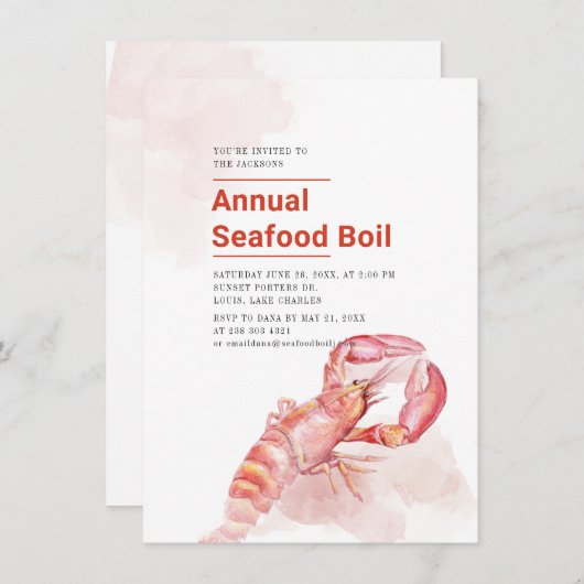 Zomer Rivierkreeft Zeevruchten Kookfeest Kaart (Voorkant / Achterkant)