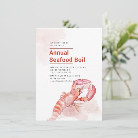 Zomer Rivierkreeft Zeevruchten Kookfeest Kaart (Staand voorkant)