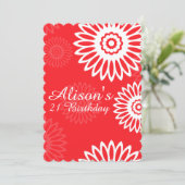 Zomer Rode bloemen Verjaardagsfeestuitnodiging Kaart (Staand voorkant)