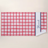 Zomer Rode Gingham, Geruite 4 Juli Strandlaken (Voorkant)