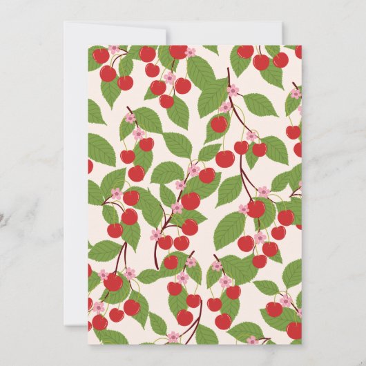 Zomer  Rode Kersen Boho Baby shower Kaart (Achterkant)