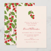 Zomer  Rode Kersen Boho Baby shower Kaart (Voorkant / Achterkant)