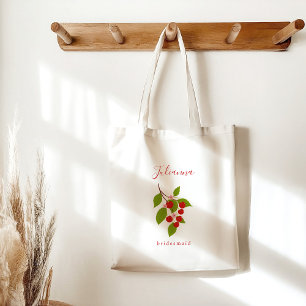 Zomer rode kersen op maat bruidsmeisje cadeau tote bag