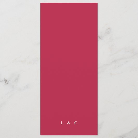 zomer rode magenta de bruiloft Kalligrafie Menu (Achterkant)