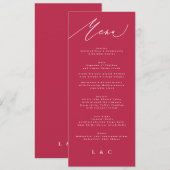 zomer rode magenta klassieke kalligrafie menu (Voorkant / Achterkant)