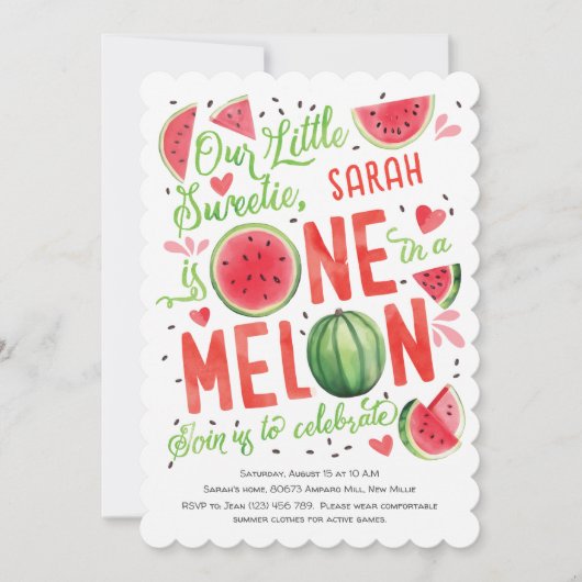 Zomer rode Watermeloen, Een in een meloen 1e Verja Kaart (Voorkant)