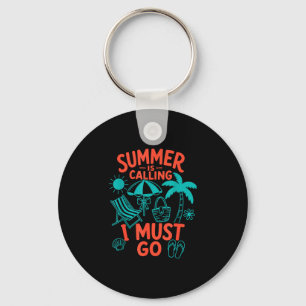 Zomer roept strand ik moet gaan retro palm sleutelhanger