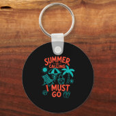 Zomer roept strand ik moet gaan retro palm sleutelhanger (Voorkant)