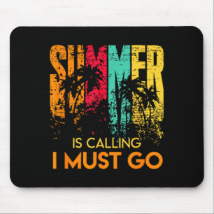 Zomer roept vintage moet gaan retro strand palm muismat