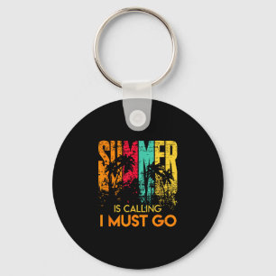 Zomer roept vintage moet gaan retro strand palm sleutelhanger