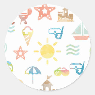 Zomer Ronde Sticker - Classic Glossy Sticker