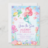 Zomer Rood Haar Zeemeermin Onder Het Zee Verjaarda Kaart (Voorkant)