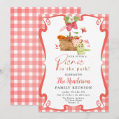 Zomer rood Leuk Picknick in het park familiereünie Kaart (Voorkant / Achterkant)