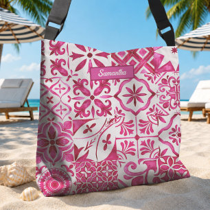 Zomer Rood Majolica Siciliaans Mediterraan Tegel Crossbody Tas